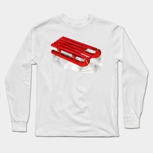 Red wooden sledge (with snow) Long Sleeve T-Shirt